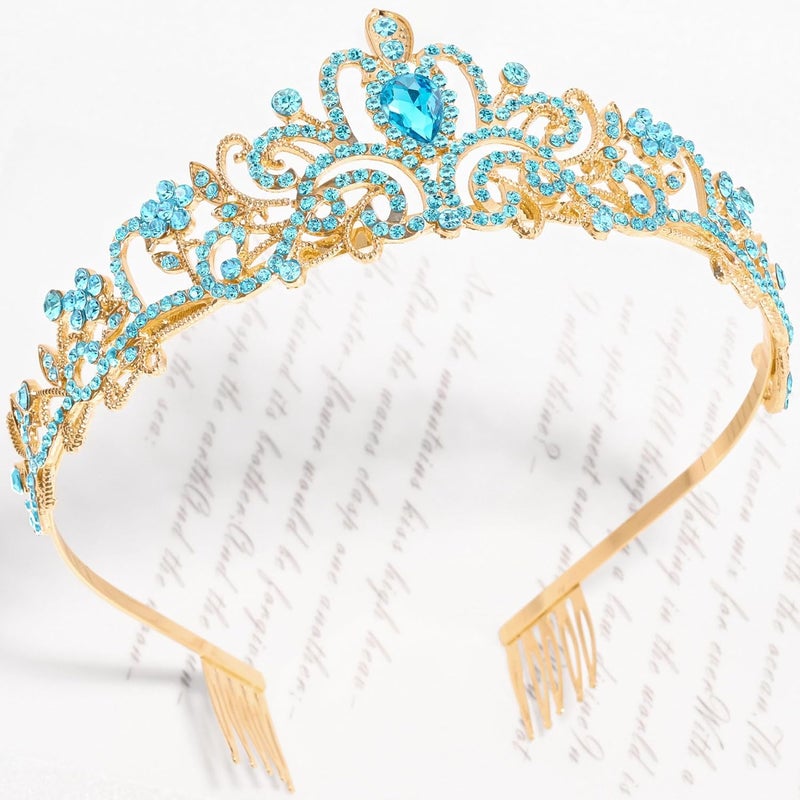 TAROSE Crowns for Women, Queen Crystal Gold Silver Tiaras with White Rhinestone and Combs, Goddess Crown for Wedding Bride Birthday Princess Bridal Shower Hair Accessories for Women - Image 3
